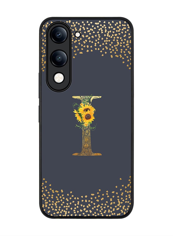 For vivo Y04 / Y29t 5G Case,Slim fit Camera Protection, Shockproof Thin Phone cover  - Custom Floral Monogram - I  (Grey )